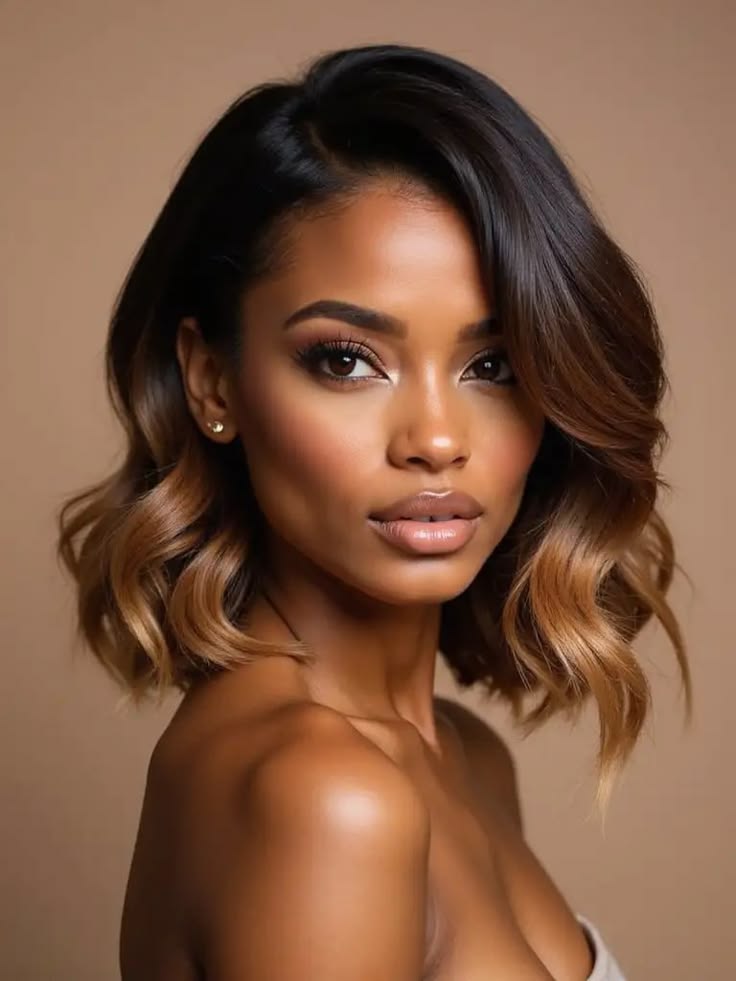 A textured bob using human hair bundles
