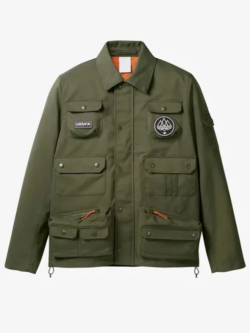 Adidas SPZL Feniscowles Olive Green Button-Up Utility Jacket
