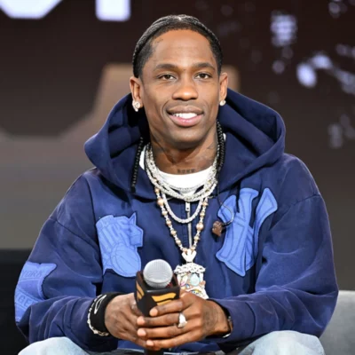 Fanatics Fest Travis Scott black hoodie with front logo print and relaxed fit